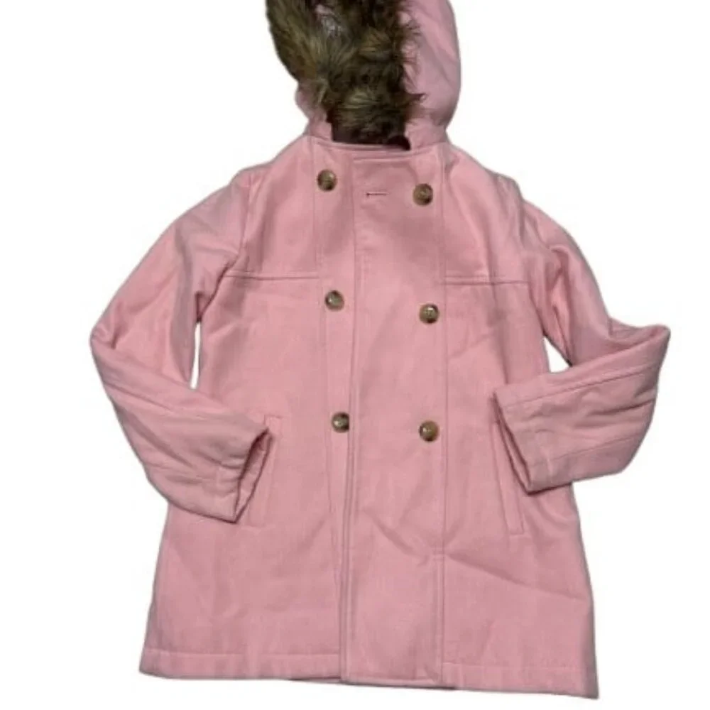 Pink Coat‎ with Faux Hooded Fur